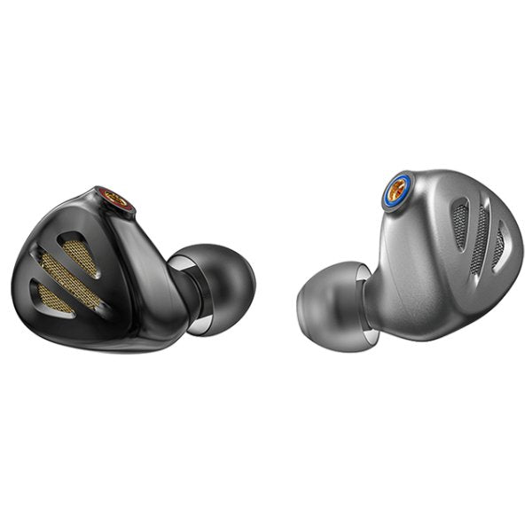 FiiO FH9 hybrid in-ear monitors, black and silver