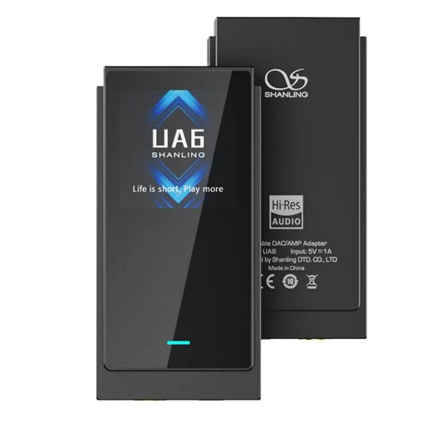 Shanling UA6 USB dongle DAC, black, front and back