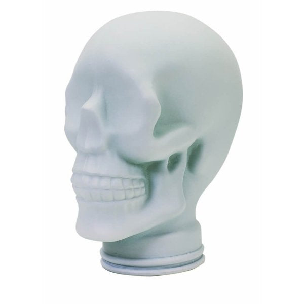 AMP3 glass skull headphone stand, white, front