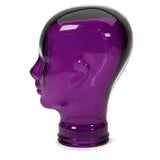 AMP3 glass head headphone stand, purple, side