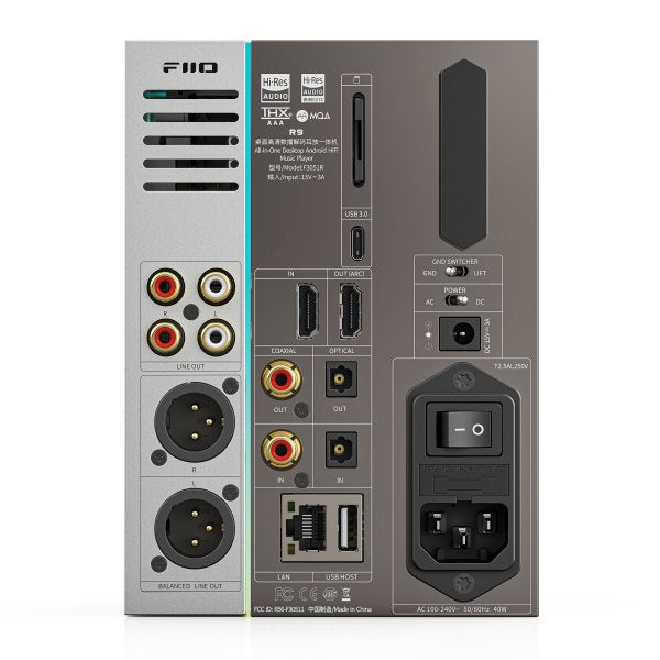FiiO R9 desktop streamer and DAC/amp, rear panel