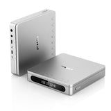 FiiO DM13 portable CD player, silver, standing and flat