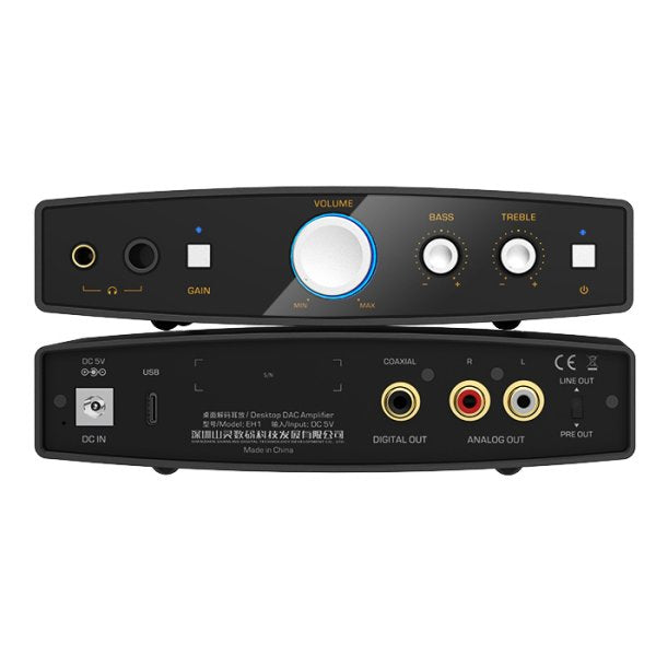 Shanling EH1 desktop DAC and headphone amp, black, front and rear panels