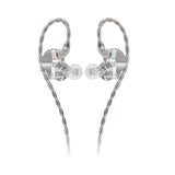 FiiO JH5 hybrid earphones, silver, angled