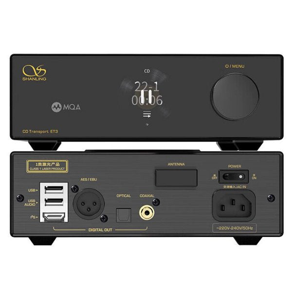 Shanling ET3 CD transport, black, front and rear panels