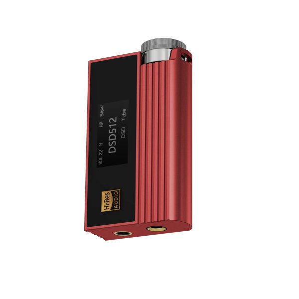 iBasso Nunchaku portable DAC and tube amp, red, front