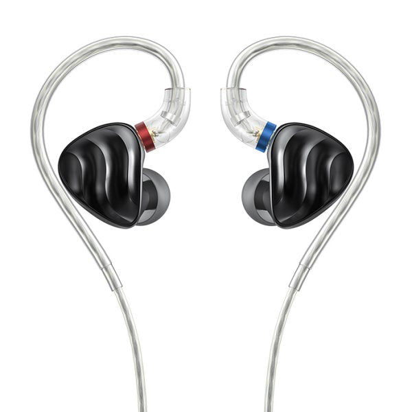 FiiO FH3 in-ear monitors, black, with clear cable