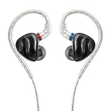 FiiO FH3 in-ear monitors, black, with clear cable