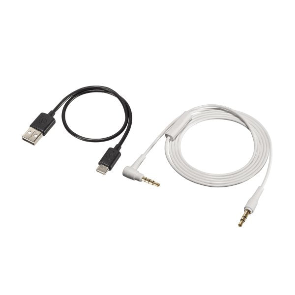Audio-Technica ATH-S220BT wireless headphones, white, USB and audio cables