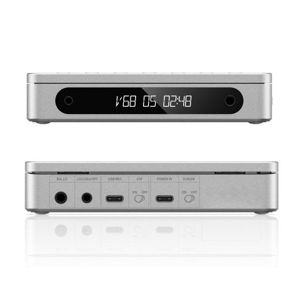 FiiO DM13 portable CD player, silver, panels