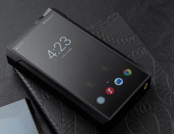 FiiO M17 music player, back on a dark surface