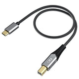 FiiO LD-TC1 USB-B to USB-C cable, plug close-up, angled