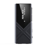 FiiO KA17 USB dongle DAC and amp, black, front with screen