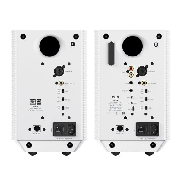 FiiO SP5 active desktop speakers, white pair, back