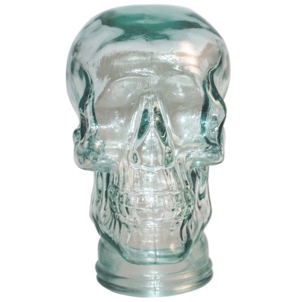 AMP3 glass skull headphone stand, clear, front