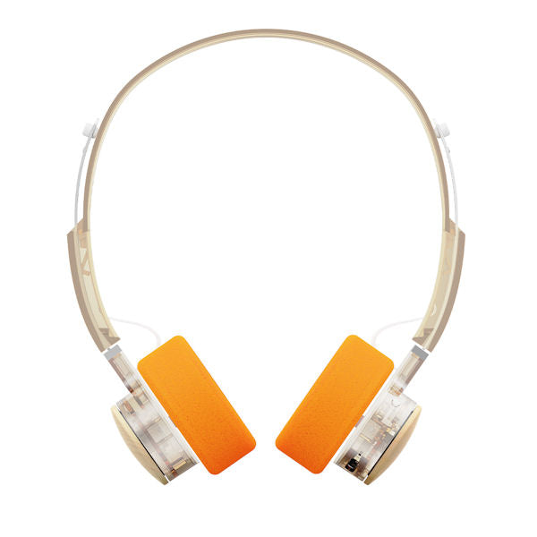FiiO EH11 Bluetooth on-ear headphones, white with orange pads, front