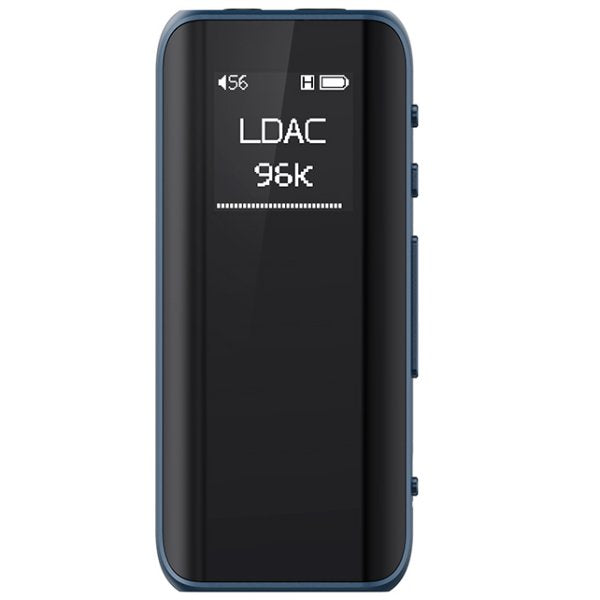 FiiO BTR15 Bluetooth headphone amp, blue, front with screen