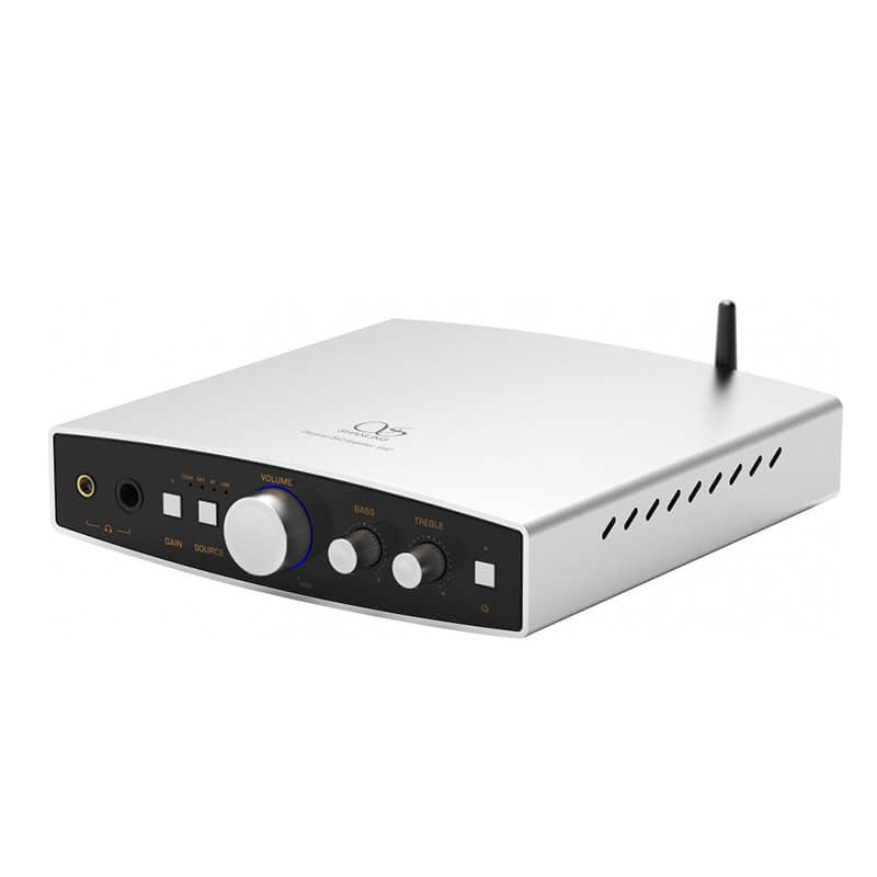 Shanling EH2 desktop R2R DAC and headphone amp, silver, angled