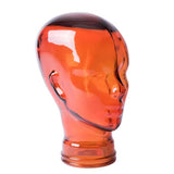 AMP3 glass head headphone stand, orange, front