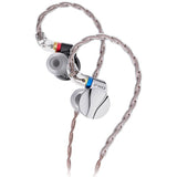FiiO FD15 in-ear monitors, silver, angled