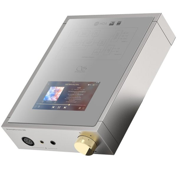 Shanling EM5 desktop streamer, DAC and amp, silver, from above