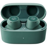Audio-Technica ATH-CKS30TW+ wireless earbuds, green, open charging case