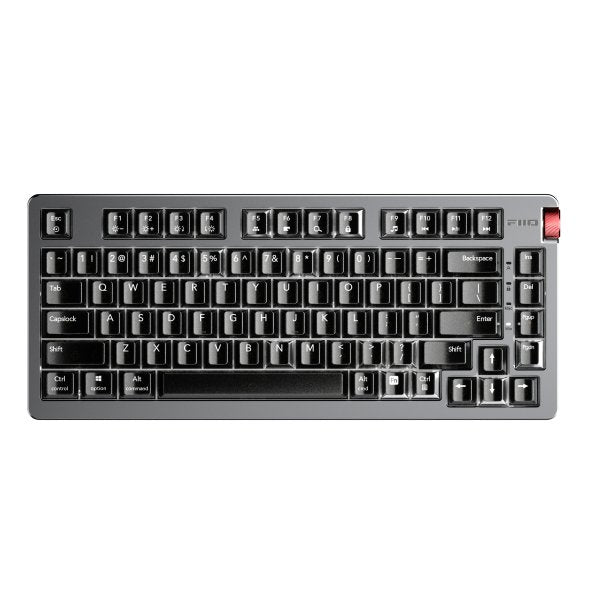 FiiO KB3 mechanical keyboard with DAC/amp, silver, from above