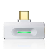 FiiO AIR LINK USB-C Bluetooth transmitter, silver, front with status light