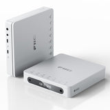 FiiO DM13 portable CD player, white, standing and flat