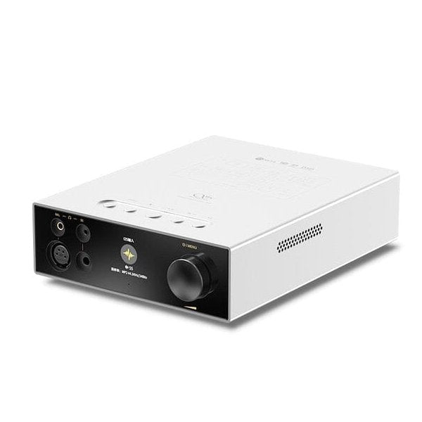 Shanling EH3 desktop DAC and headphone amp, silver, angled