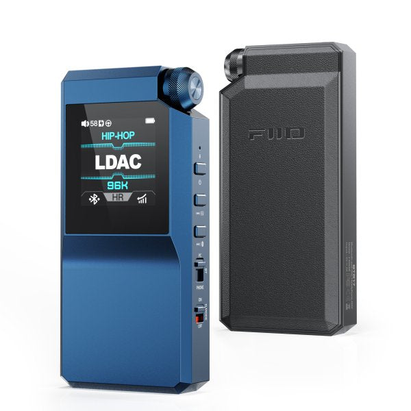 FiiO BTR17 Bluetooth DAC and headphone amp, blue and black
