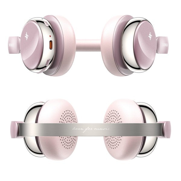 FiiO Snowsky Anytime noise-cancelling Bluetooth headphones, pink, ear cups inside and out