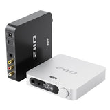 FiiO K11 R2R desktop DAC and headphone amp, black rear panel with silver unit