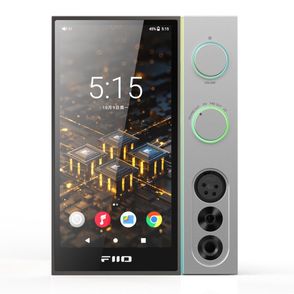 FiiO R9 desktop streamer and DAC/amp, front with screen