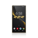 FiiO M33 R2R music player, gold, front with screen