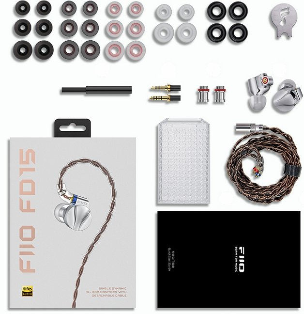 FiiO FD15 in-ear monitors, box contents