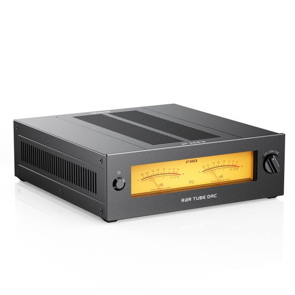 FiiO WARMER R2R tube DAC, black, angled
