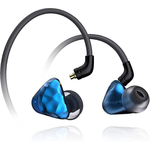 IKKO Gems OH1S in-ear monitors, blue, angled with cable