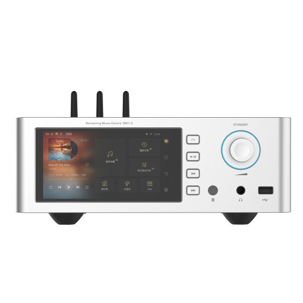 Shanling SM1.3 desktop streamer, silver, front with screen