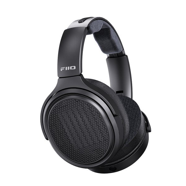 FiiO Jade Audio JT7 open-back planar headphones, black, angled