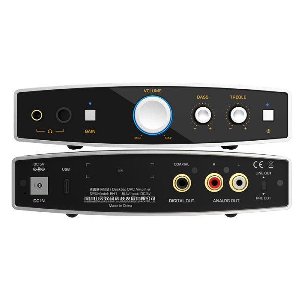 Shanling EH1 desktop DAC and headphone amp, black version, front and rear panels