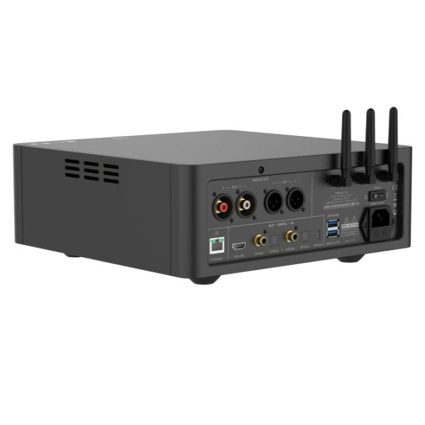 Shanling SM1.3 desktop streamer, black, rear panel, angled