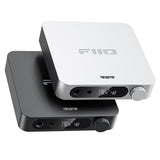 FiiO K11 R2R desktop DAC and headphone amp, silver on top of black