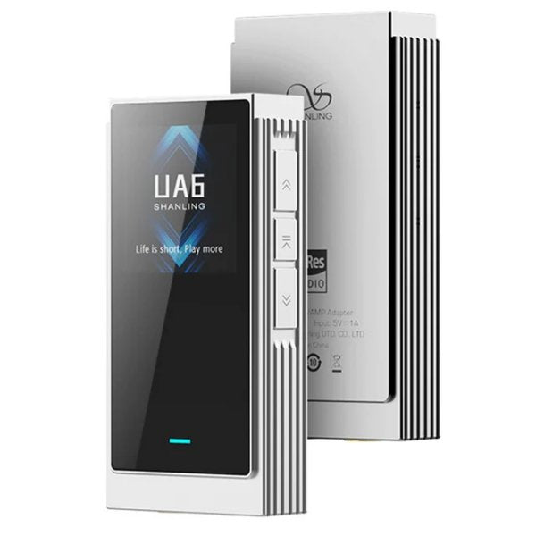 Shanling UA6 USB dongle DAC, silver, angled