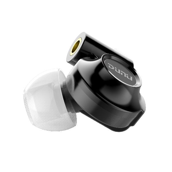 DUNU DK-3001 hybrid earphones, shell close-up with ear tip