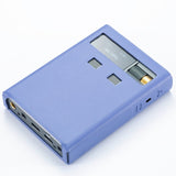 Cayin RU9 portable DAC and headphone amp, in blue leather case, front