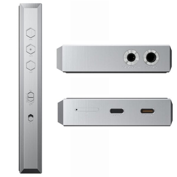 FiiO M23 music player, silver, sides with sockets