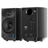 FiiO SP5 active desktop speakers, black, front and back