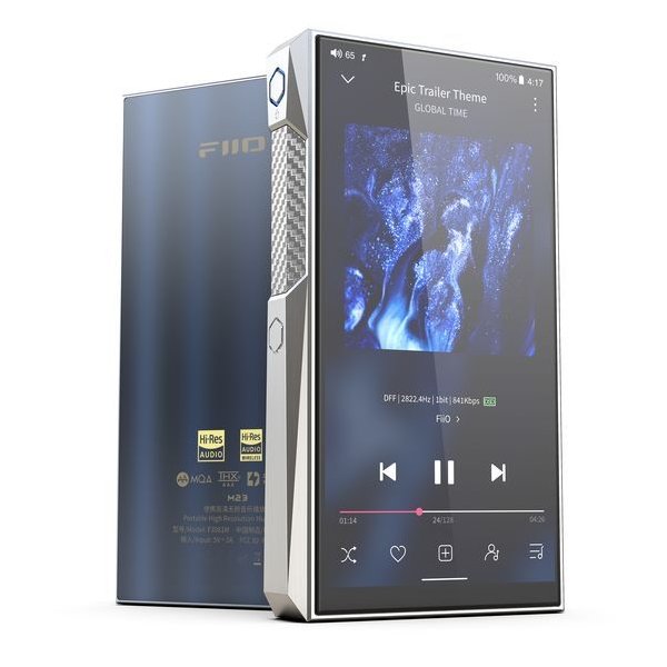 FiiO M23 music player, silver, front and back