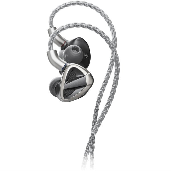 FiiO FH19 hybrid in-ear monitors, angled